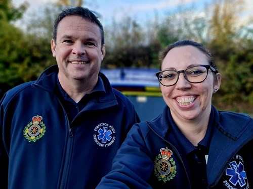 Nigel, left, with fellow Community First Responder, Alicia.