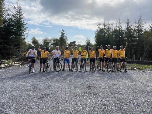 The Ride4Life riders at the site of Daisy Lodge, County Mayo, where a new respite centre will be built on the shores of the beautiful Lough Corrib.