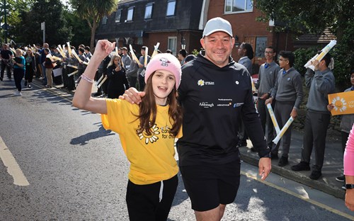 Naomi Howlin (14) from Wexford, who is currently being supported by Cancer Fund for Children with Rory at the start of the walk.