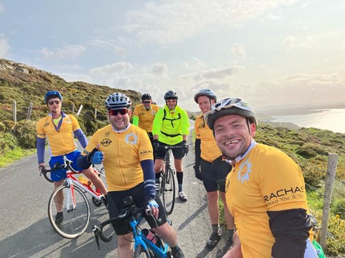 Members of the Ride4Life team taking a breather to enjoy the views along the Wild Atlantic Way.